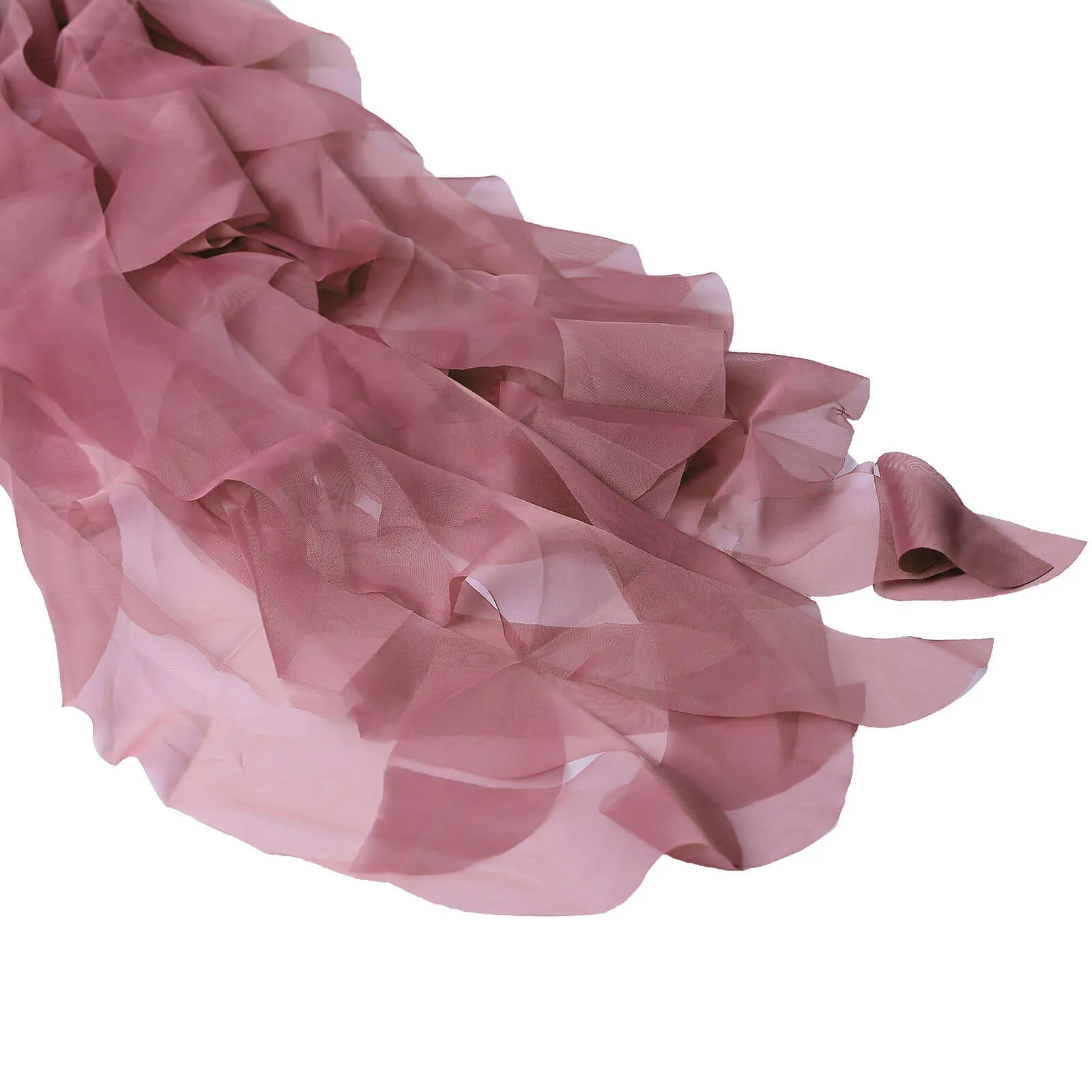 1 Set Mauve / Cinnamon Rose Chiffon Hoods With Ruffles Willow Chair Sashes