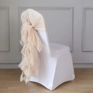 1 Set Nude Chiffon Hoods With Ruffles Willow Chiffon Chair Sashes 1 Set Nude Chiffon Hoods With Ruffles Willow Chiffon Chair Sashes