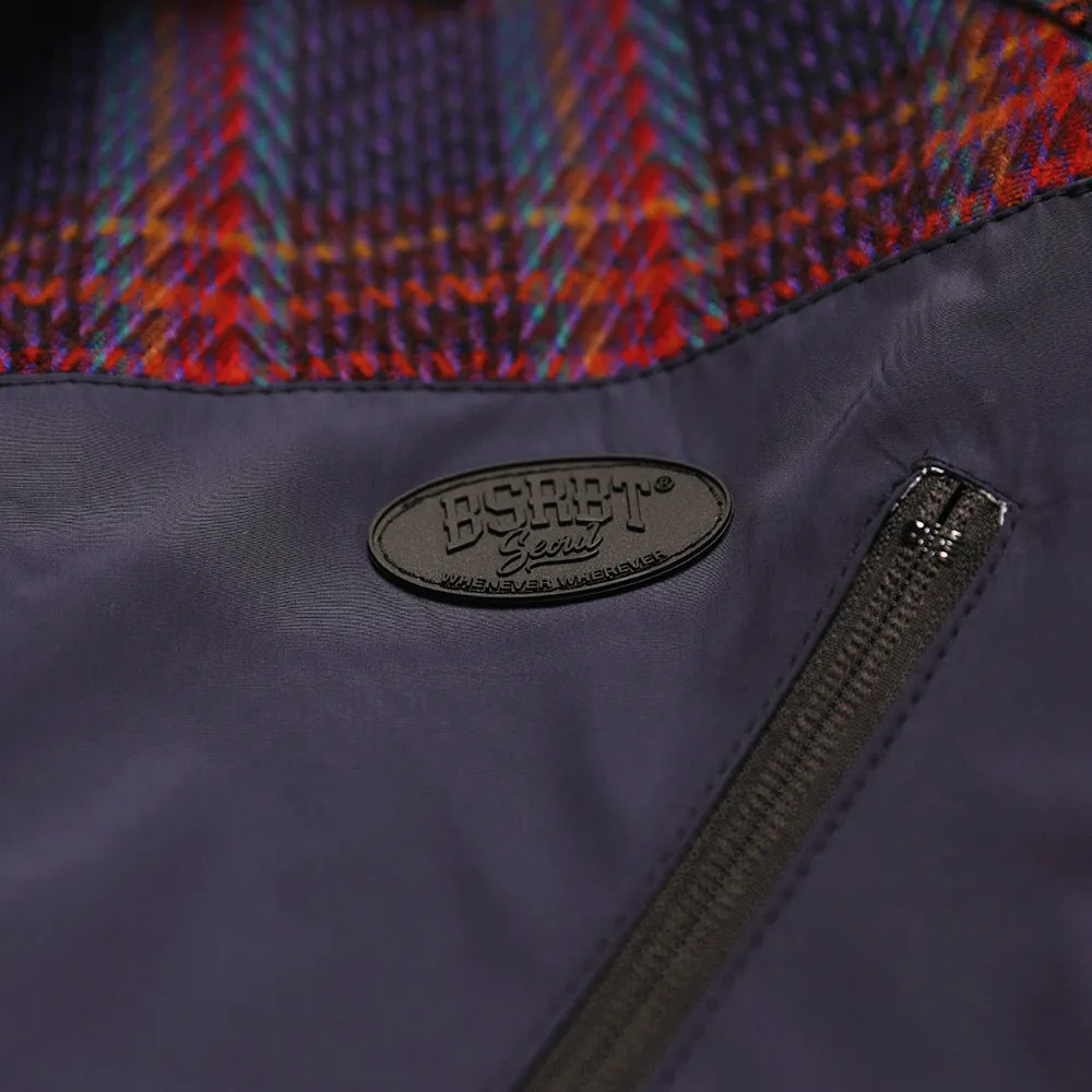BETTER THAN CHECK ANORAK SHIRT NAVY / PURPLE CHECK