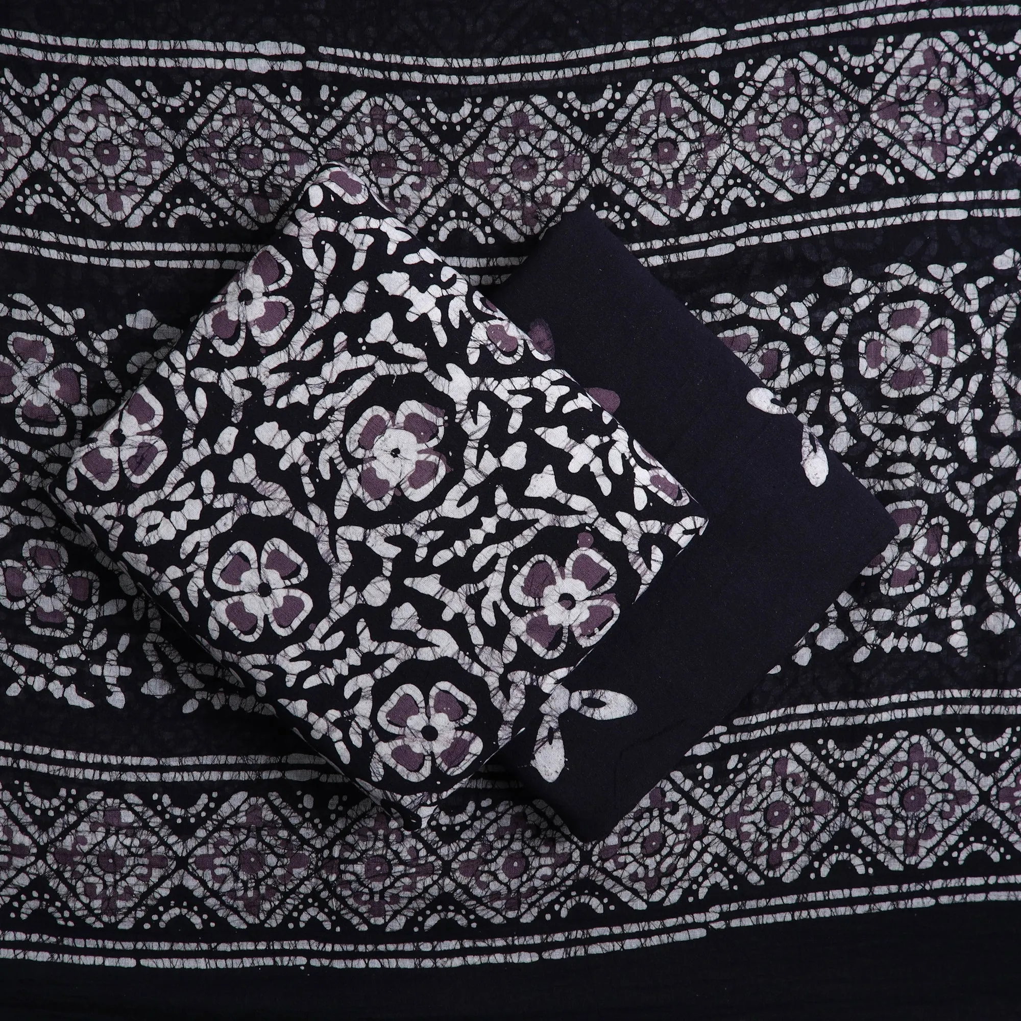 Black - Kutch Print Cotton 3pc Batik Dress Material 62