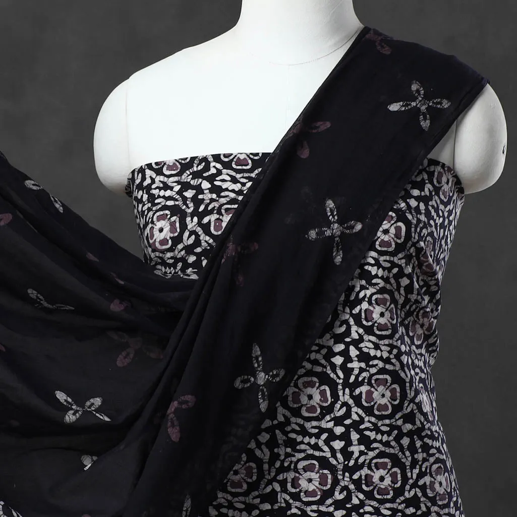 Black - Kutch Print Cotton 3pc Batik Dress Material 62