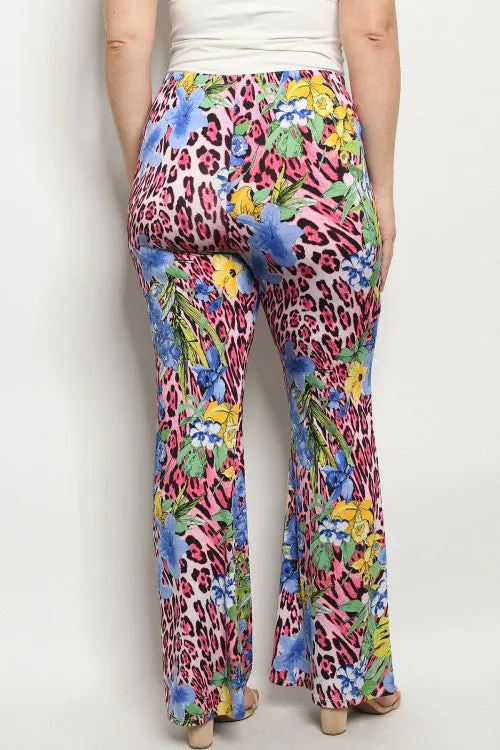 Blue Floral Plus Size Pants