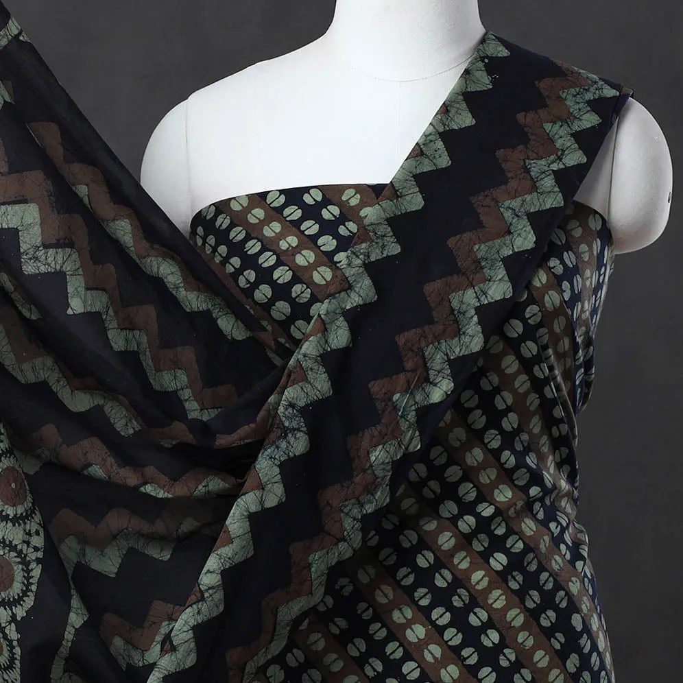 Brown - Kutch Print 3pc Cotton Batik Dress Material 83