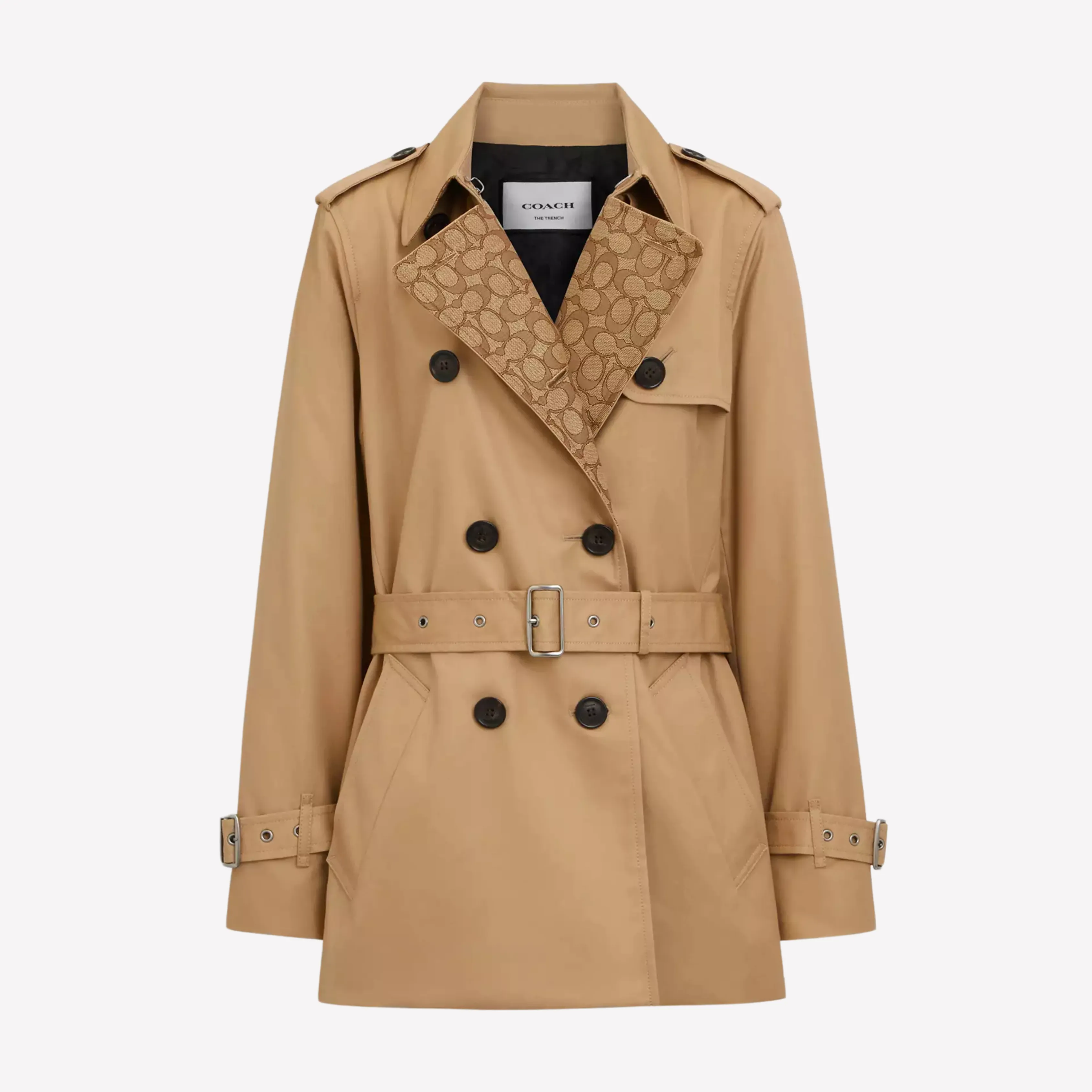 COACH Women Lapel Short Trench - Classic Khaki