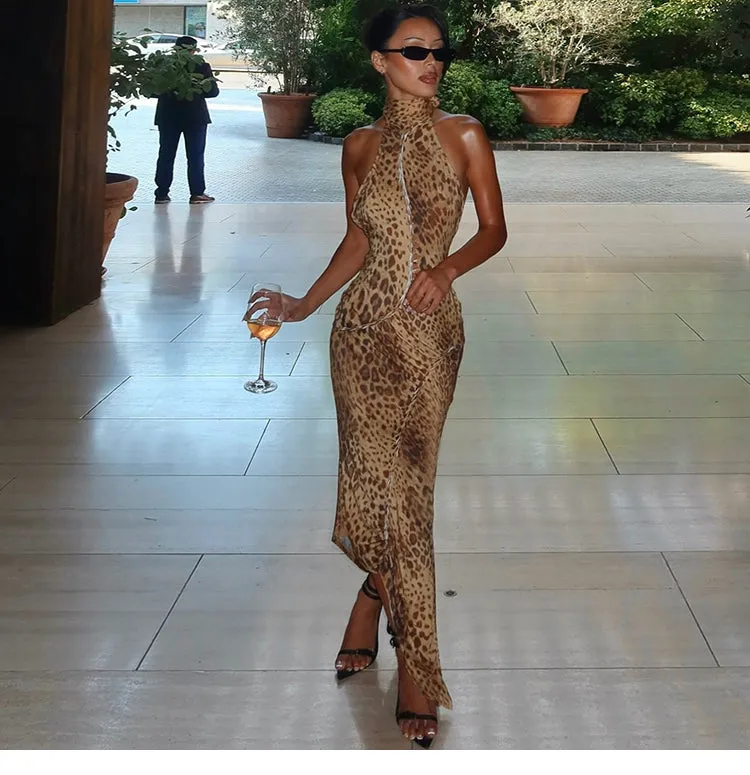 Flytonn-Christmas Outfits New Year's Eve Dress Night Out Club Dresses cute winter outfits Amara Backless Leopard Dress