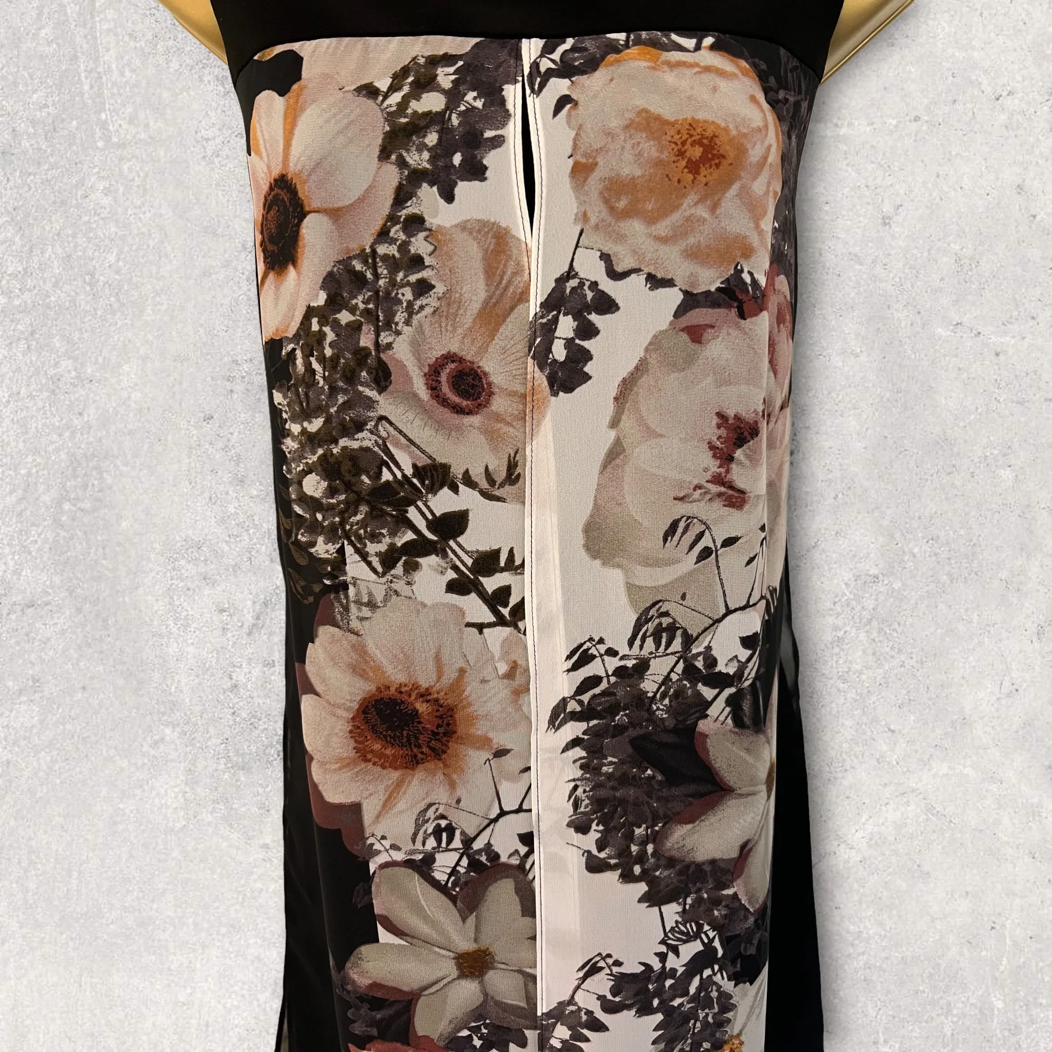 FRANK LYMAN Floral Chiffon Overlay Shift Dress, Black UK 12 US 8 EU 40
