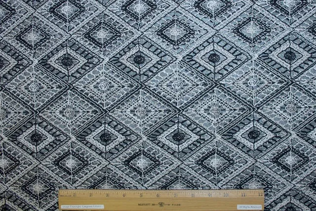 Heavily Embroidered Chiffon - Magnolia/Natural/Black