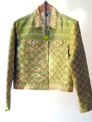 Jean Jacket Silk Ikat Mother Of Pearl Peridot Ivory Jean Jacket Silk Ikat Mother Of Pearl Peridot Ivory