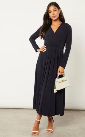 Long Beltish Maxi Dress in Dark Navy