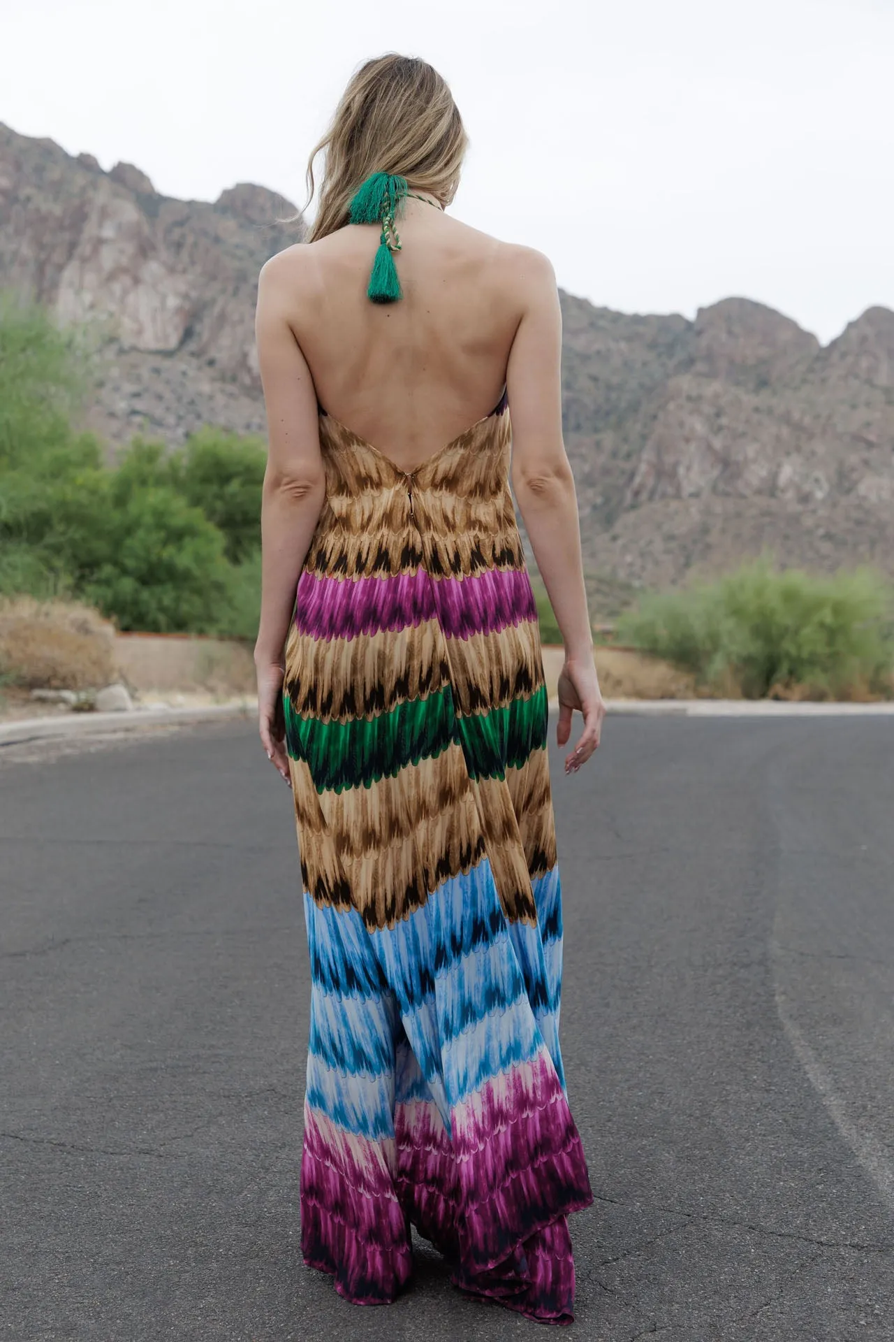 Multicolor Stripe Print Long Dress