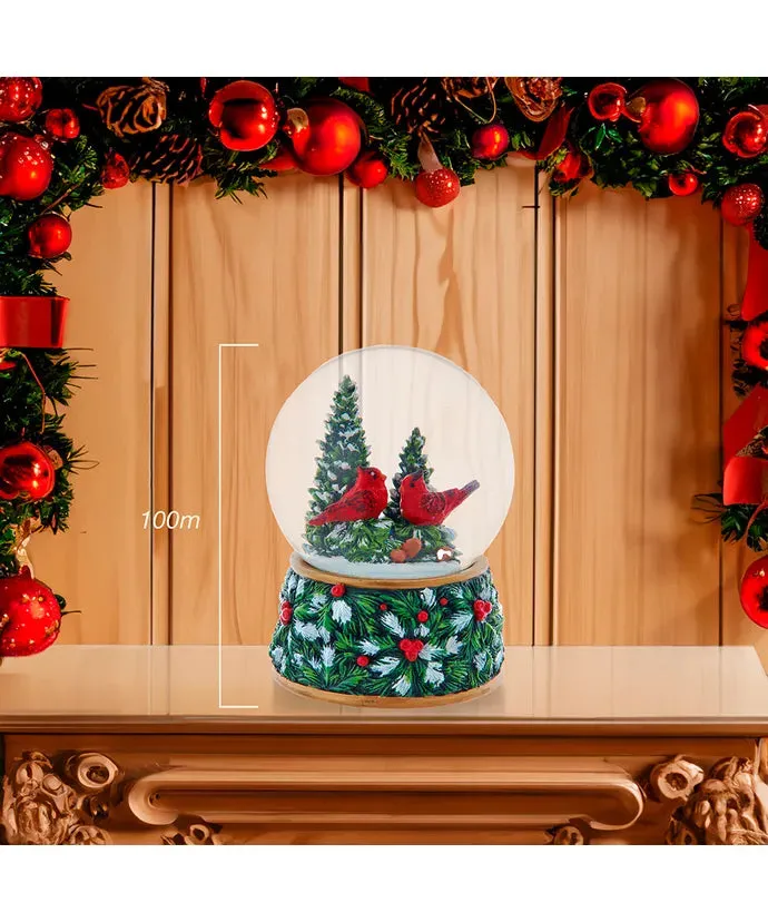 Musical Wind-Up Christmas Tree With Cardinals Motion & Musical Water Globe