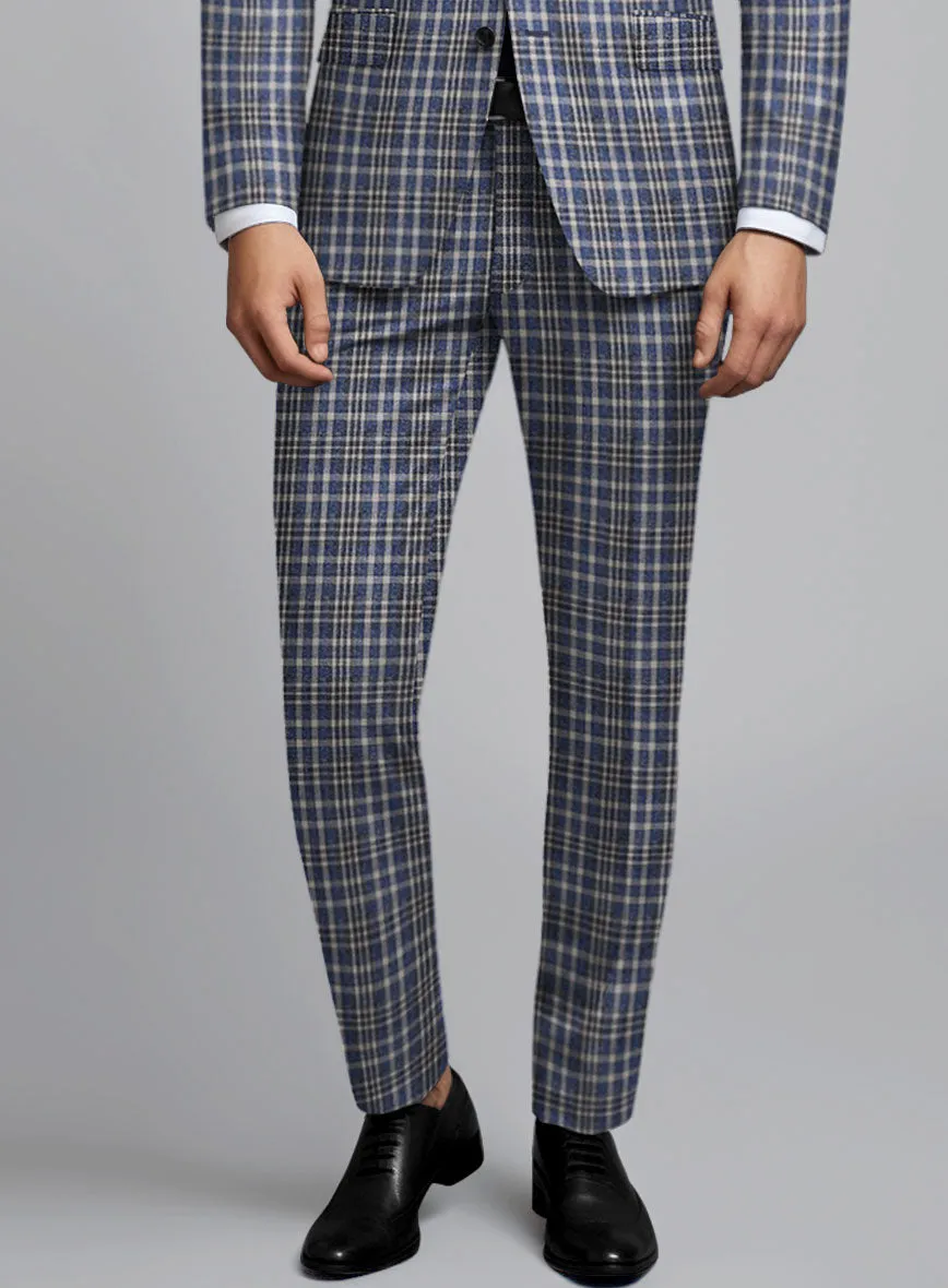 Noble Dante Blue Cotton Silk Linen Pants