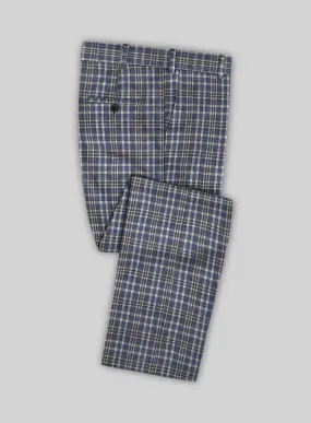 Noble Dante Blue Cotton Silk Linen Pants