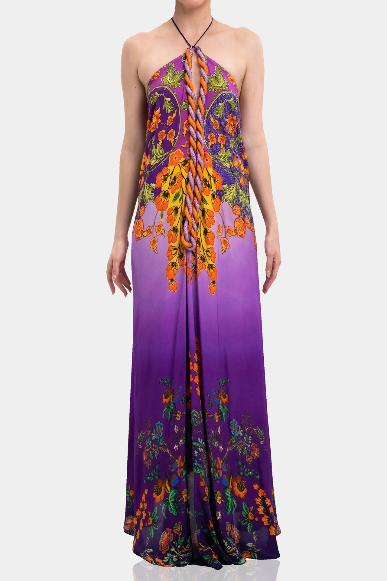 Purple Backless Long Dress