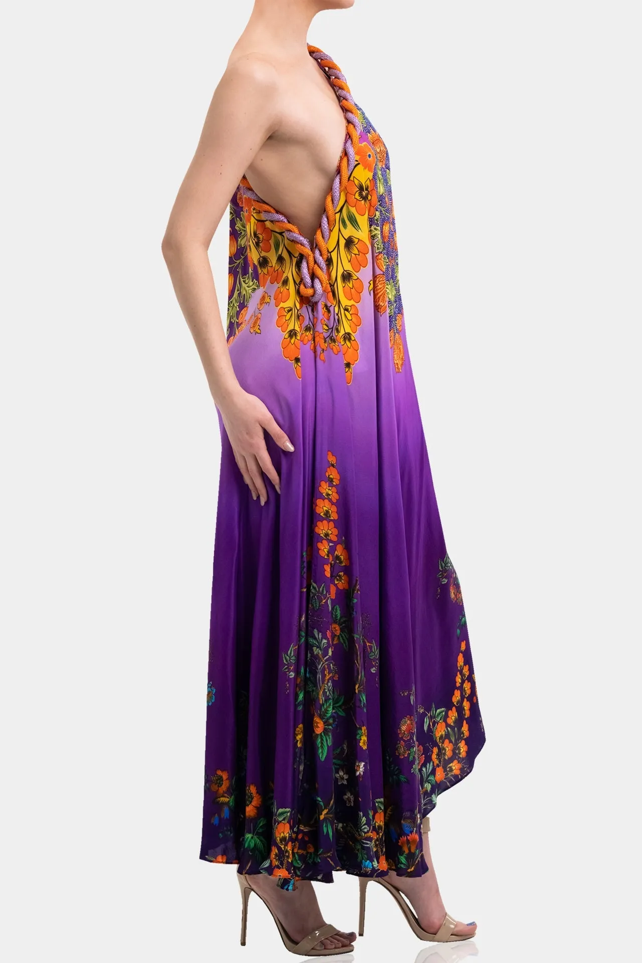 Purple Backless Long Dress