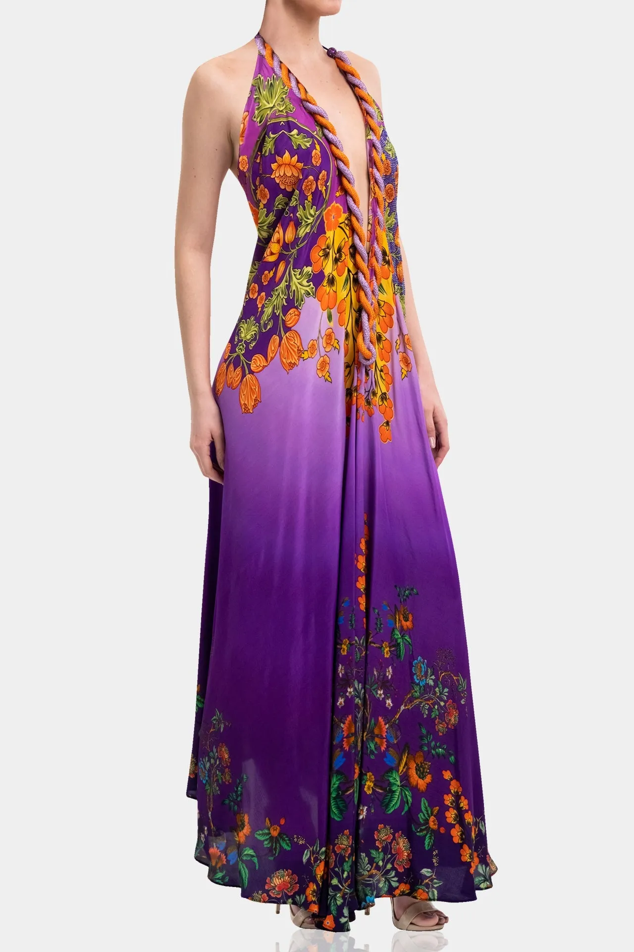 Purple Backless Long Dress