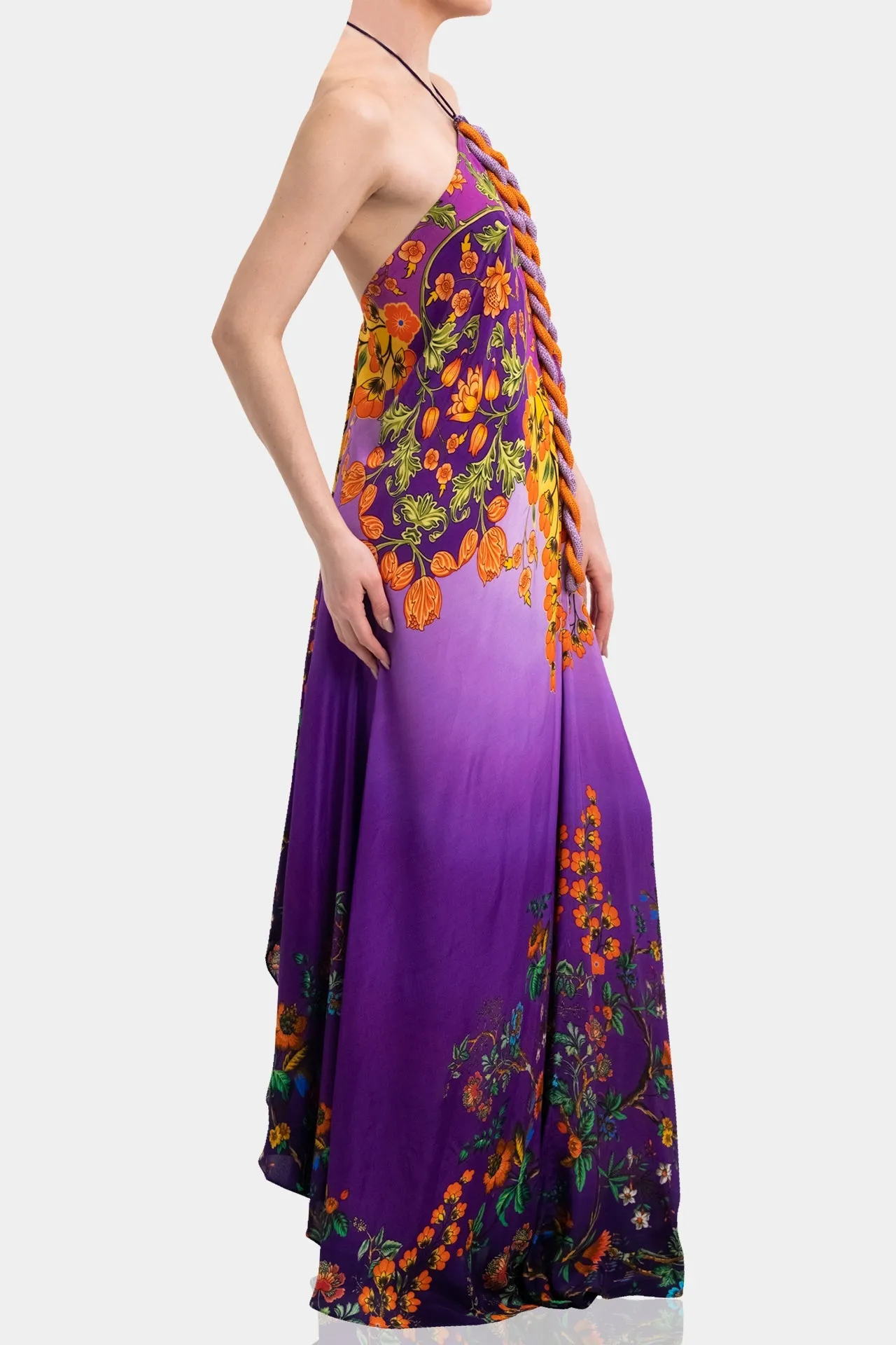 Purple Backless Long Dress
