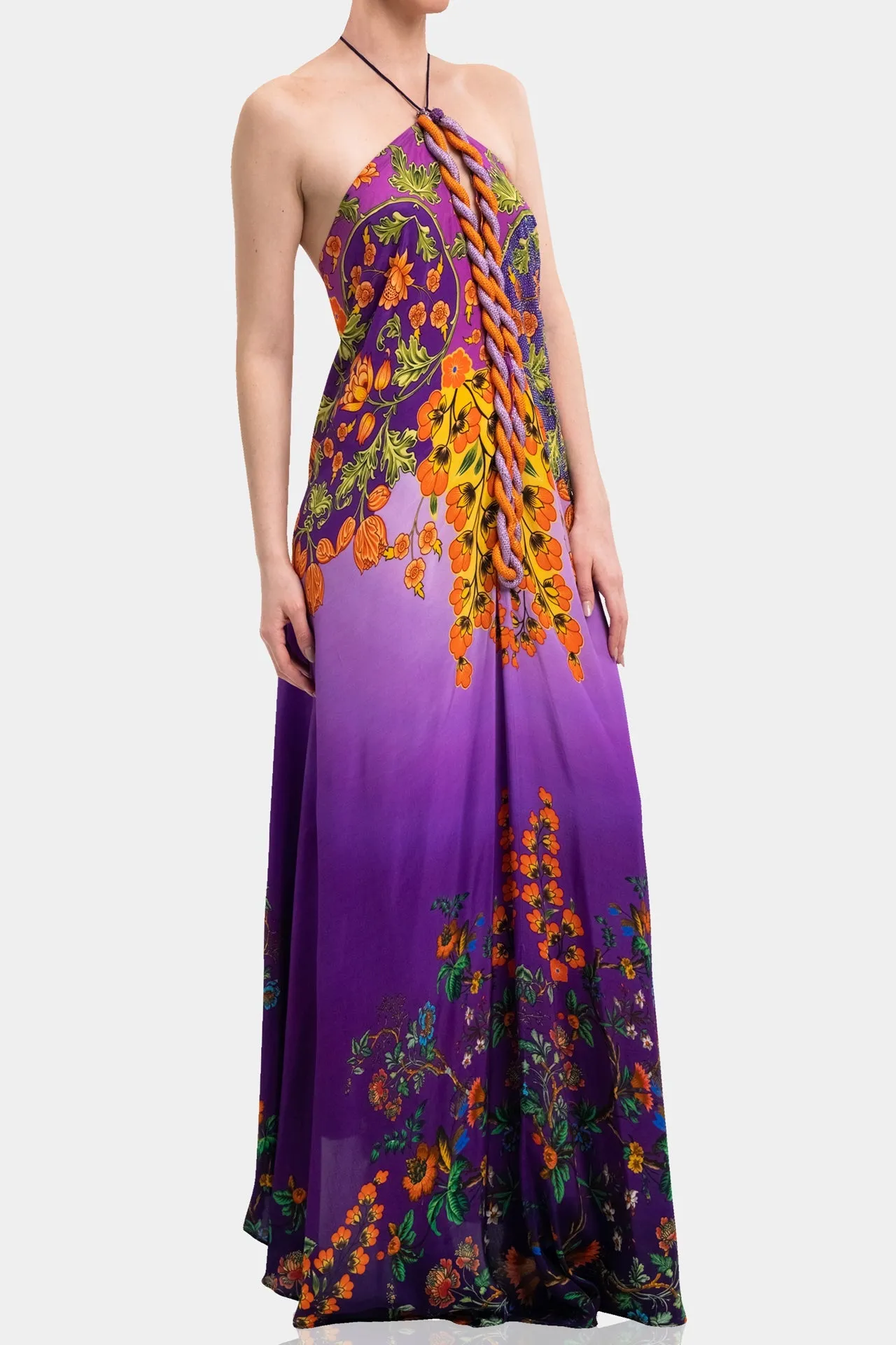 Purple Backless Long Dress
