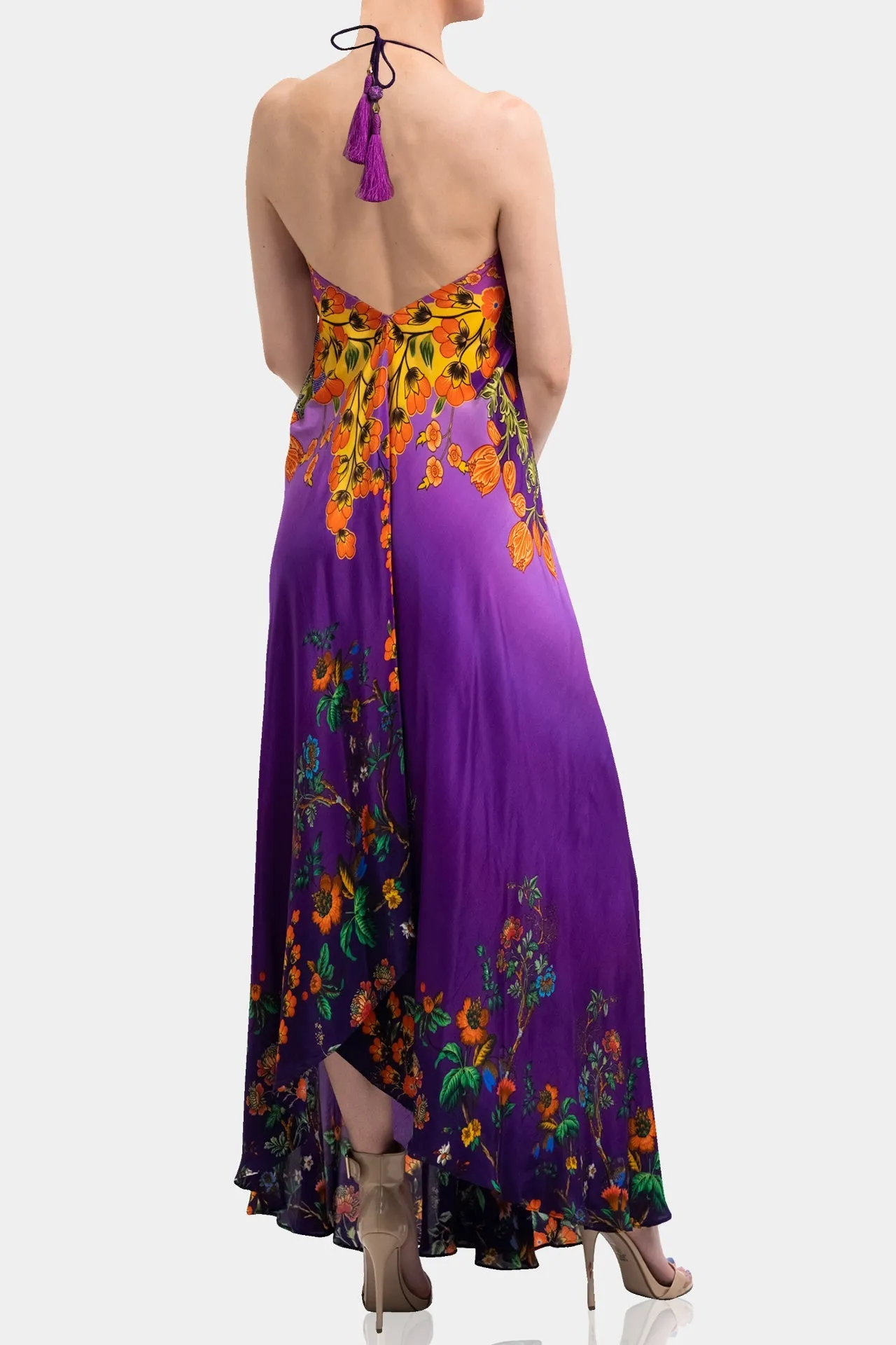Purple Backless Long Dress