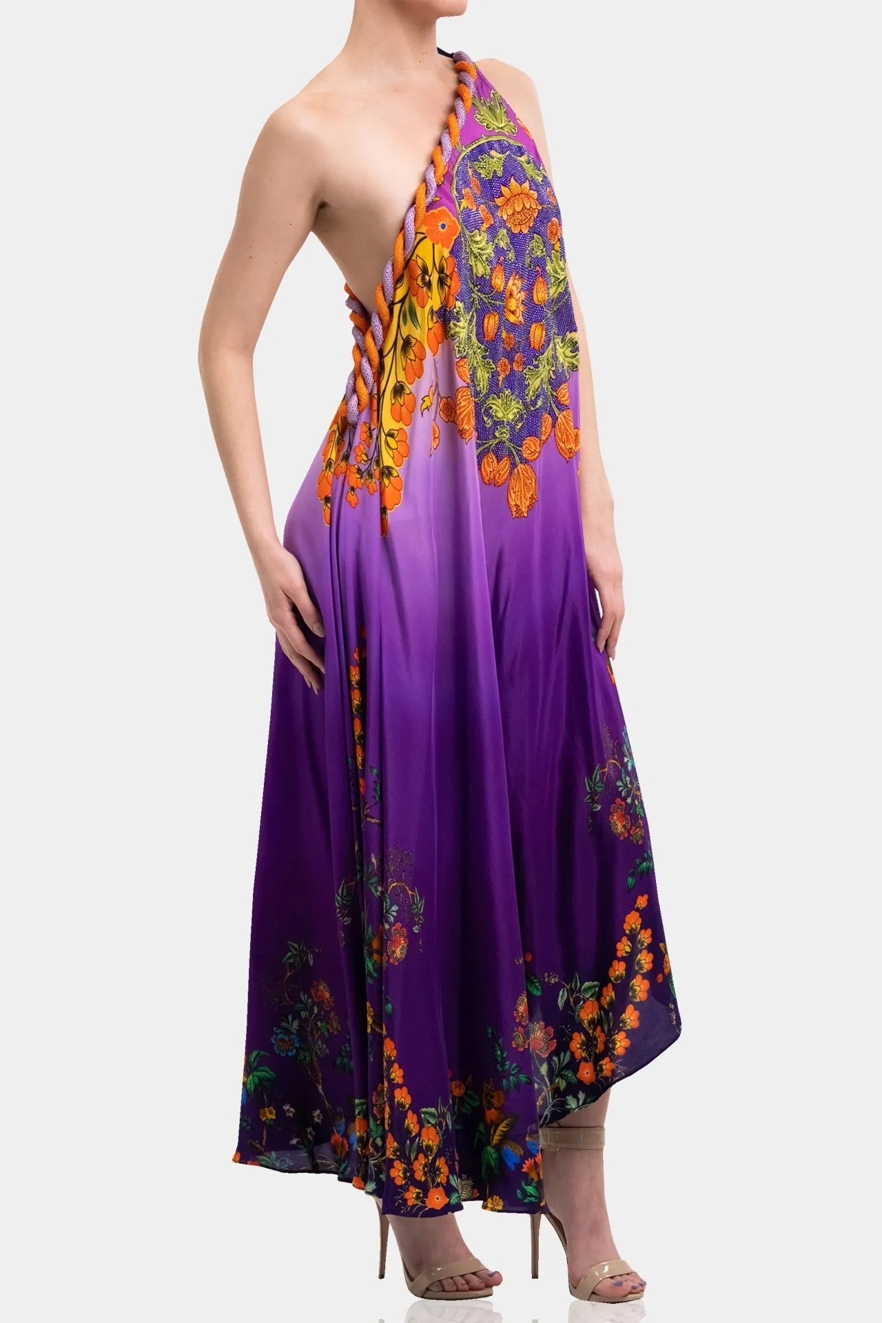 Purple Backless Long Dress