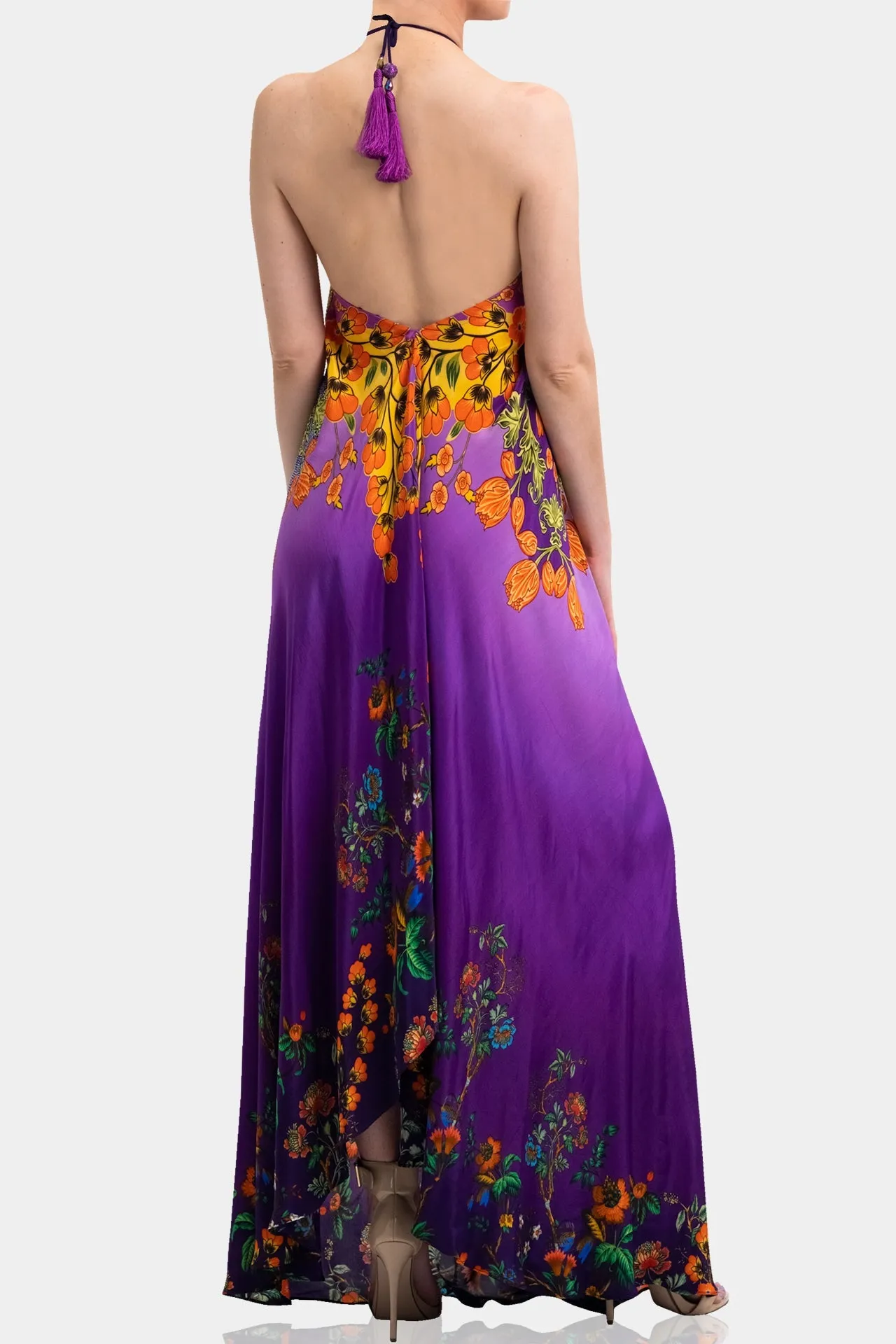 Purple Backless Long Dress