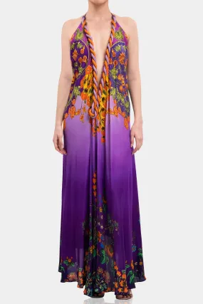 Purple Backless Long Dress