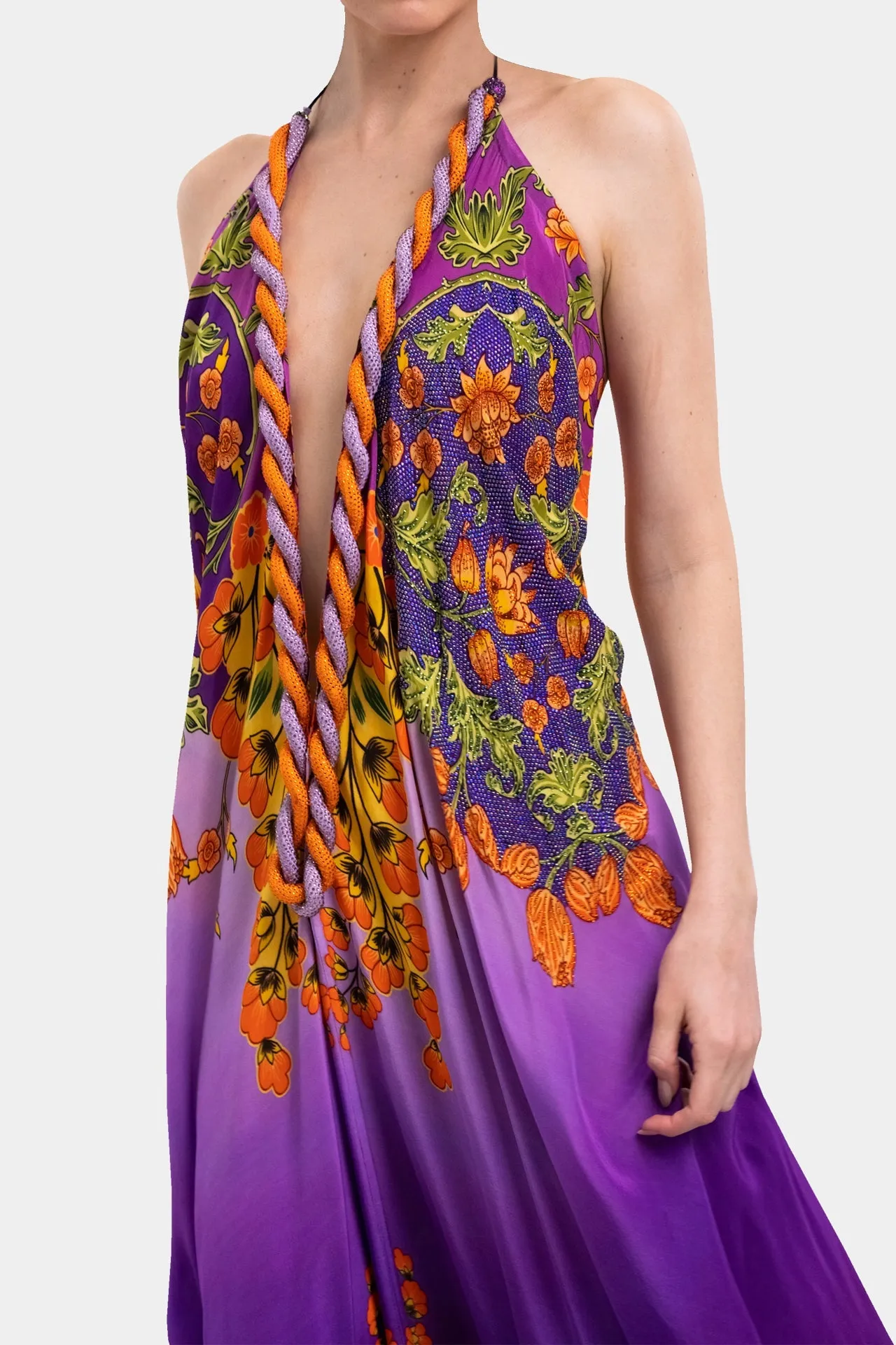 Purple Backless Long Dress