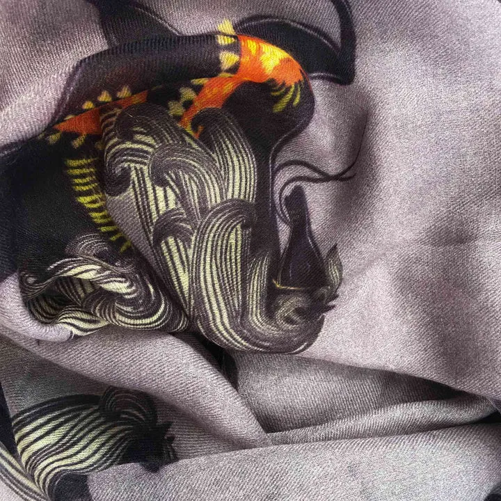 "Galopp" Handprinted scarf - taupe