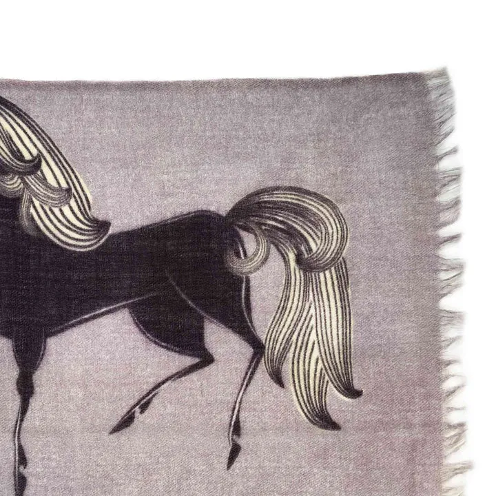 "Galopp" Handprinted scarf - taupe