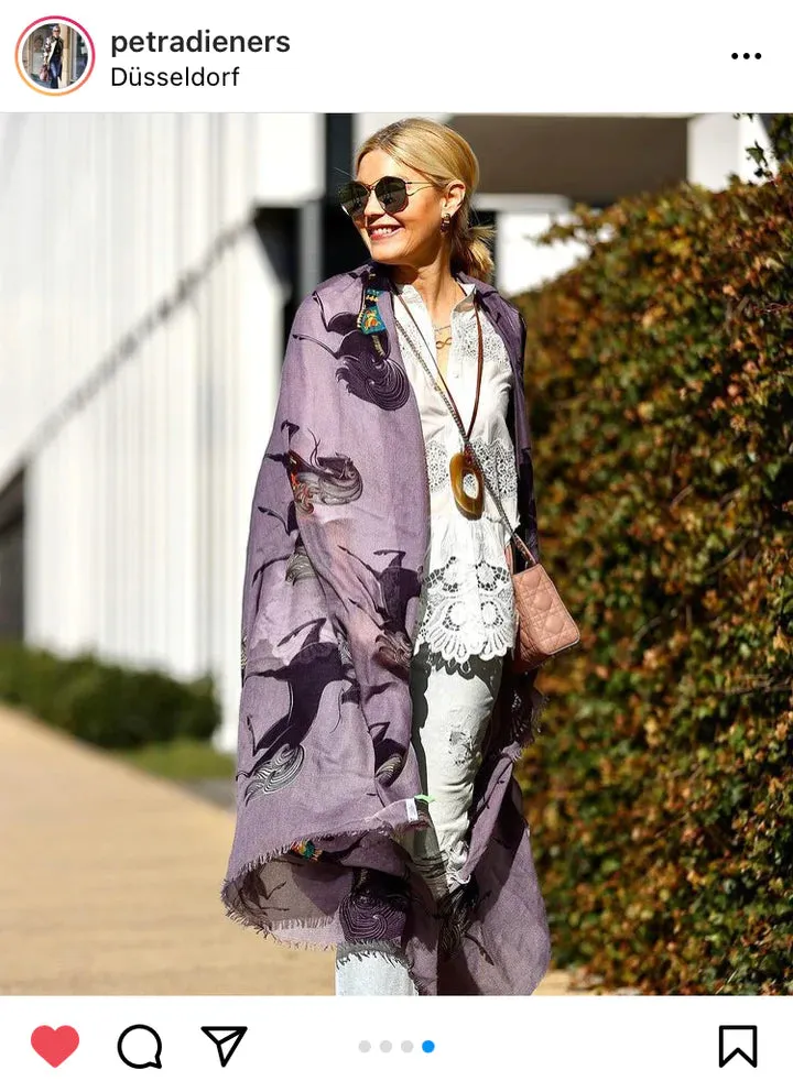"Galopp" Handprinted scarf - taupe