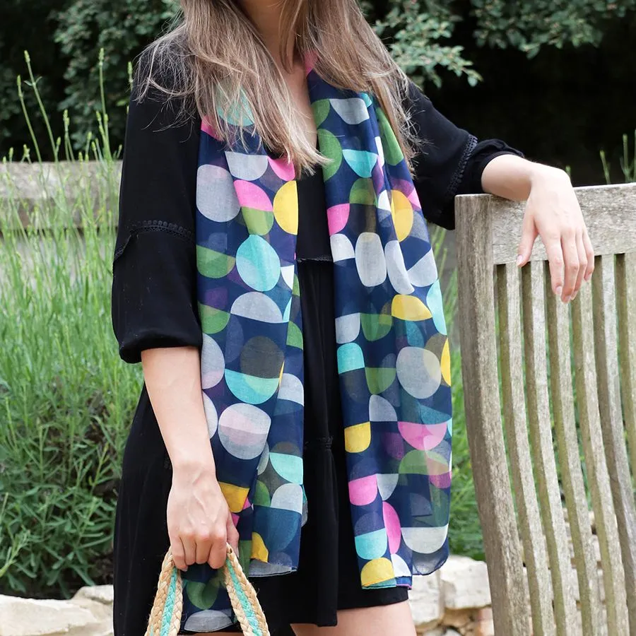 Recycled navy mix geo circle print scar