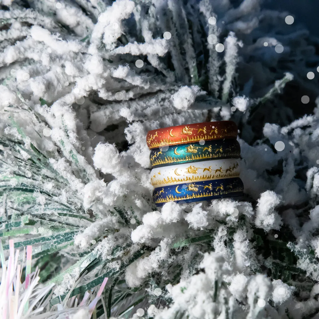 Santa's Reindeer Sleigh Silicone Ring - Engraved Arc