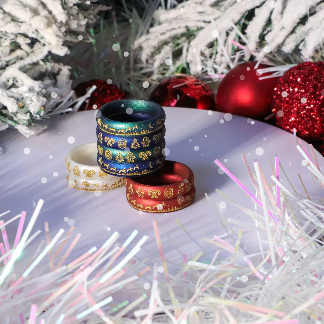 Santa's Reindeer Sleigh Silicone Ring - Engraved Arc