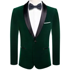 Ties2you Prom Suit Deep Green Solid Shawl Collar Button Up Mens Dress Suit Jacket