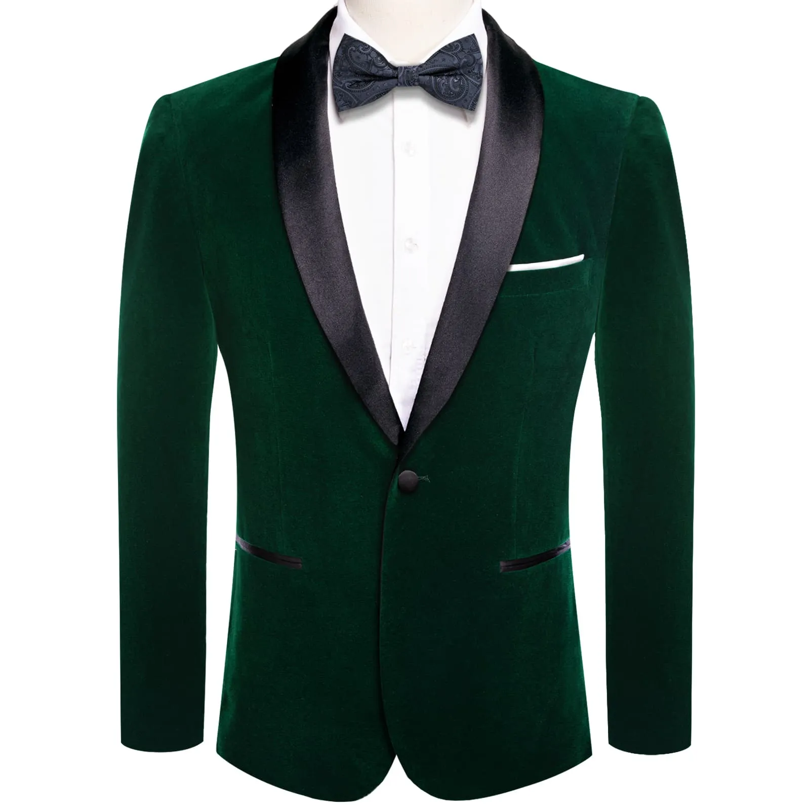 Ties2you Prom Suit Deep Green Solid Shawl Collar Button Up Mens Dress Suit Jacket