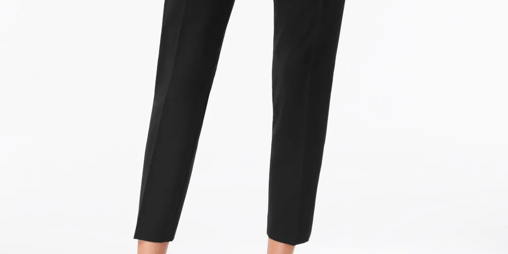 Tommy Hilfiger Women's Twill Slim Leg Ankle Dress Pants Black Size 0