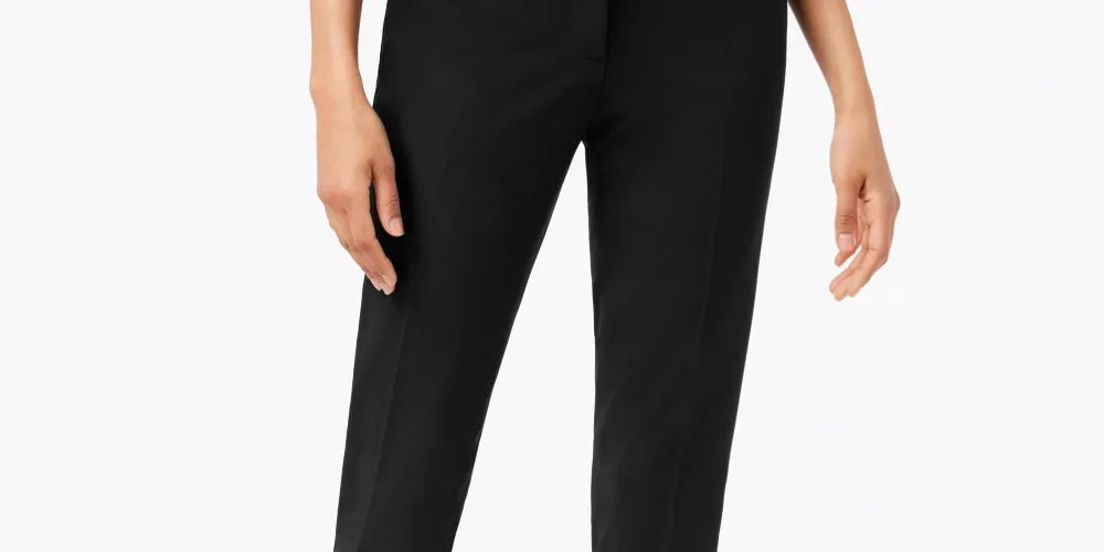 Tommy Hilfiger Women's Twill Slim Leg Ankle Dress Pants Black Size 0