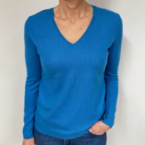 Turquoise Blue Cashmere V-Neck Jumper Medium