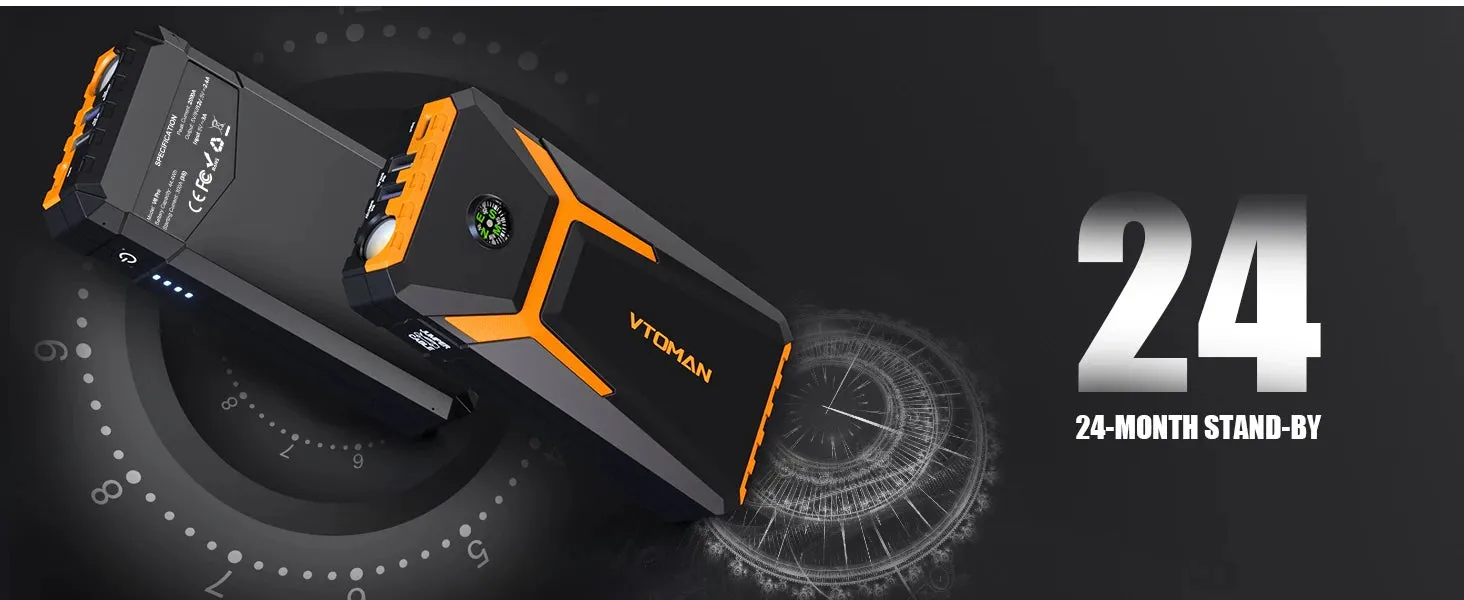 VTOMAN V6 Pro Car Jump Starter Power Bank 2000A Car Battery Charger Auto Emergency Booster Starting Device Jump Starter