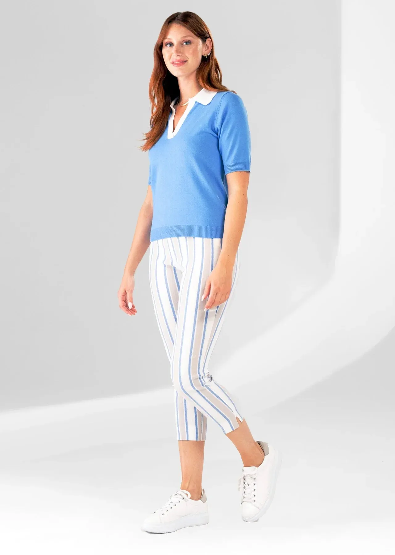 Wicklow Stripe Cropped Pants with Slits
